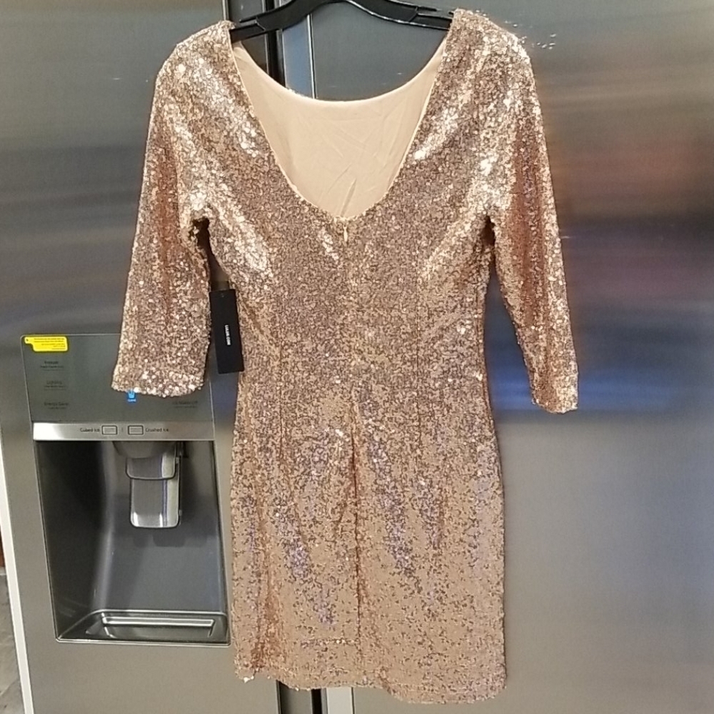 💕LULU'S💕 Delightful Ways Rose Gold Sequin Dress - Picture 8 of 11